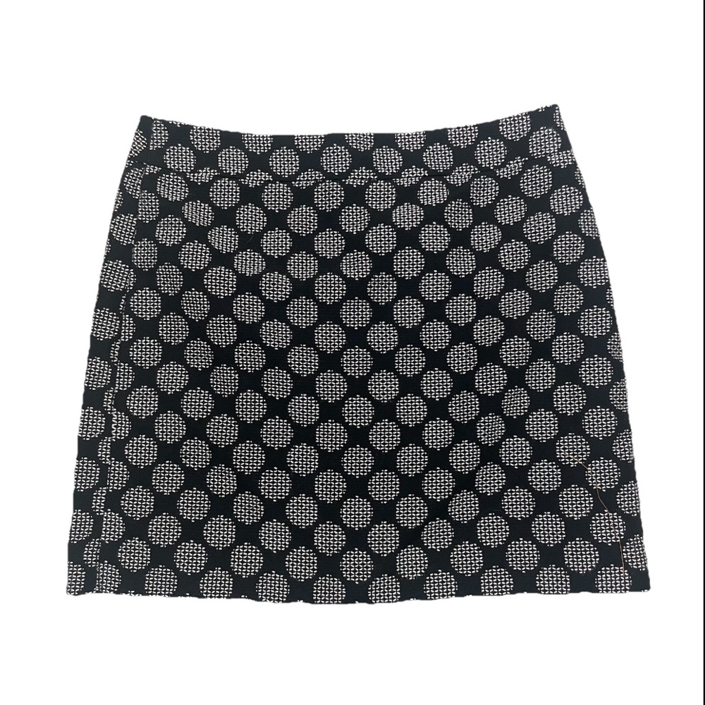 LOFT Ann Taylor Black and White Geometric Textured Mini Skirt 10P Work Office